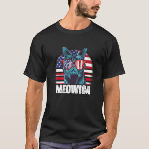 Meowica Cat American Flag 4th Of July Merica Usa S T-Shirt