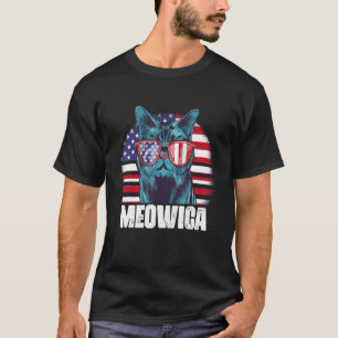 Meowica Cat American Flag 4th Of July Merica Usa S T-Shirt