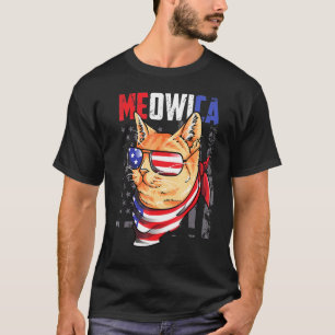 Meowica Cat American Flag Patriotic 4th Of July T-Shirt