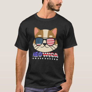 Meowica Cat American Usa Flag Independence Day 4th T-Shirt