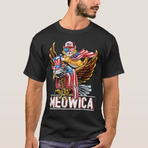 Meowica Cat Bald Eagle  4th Of July Patriotic Amer T-Shirt