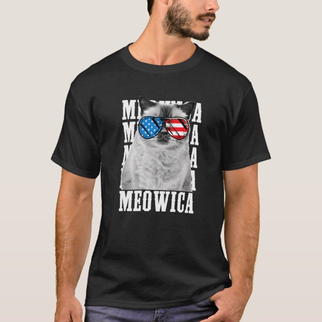 Meowica Cat Eagle American Symbol Usa Patriotic Pr T-Shirt (Front)
