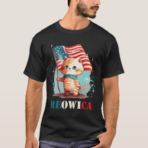 Meowica Cat For 4th Of July Usa Patriotic American T-Shirt