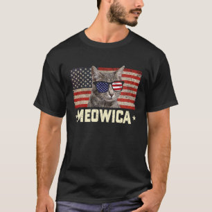 Meowica Cat Fourth 4th of July Patriotic USA Ameri T-Shirt
