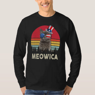 Meowica Cat Fourth 4th Of July Patriotic Usa Ameri T-Shirt