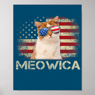 Meowica Cat Fourth 4th of July Patriotic USA Poster