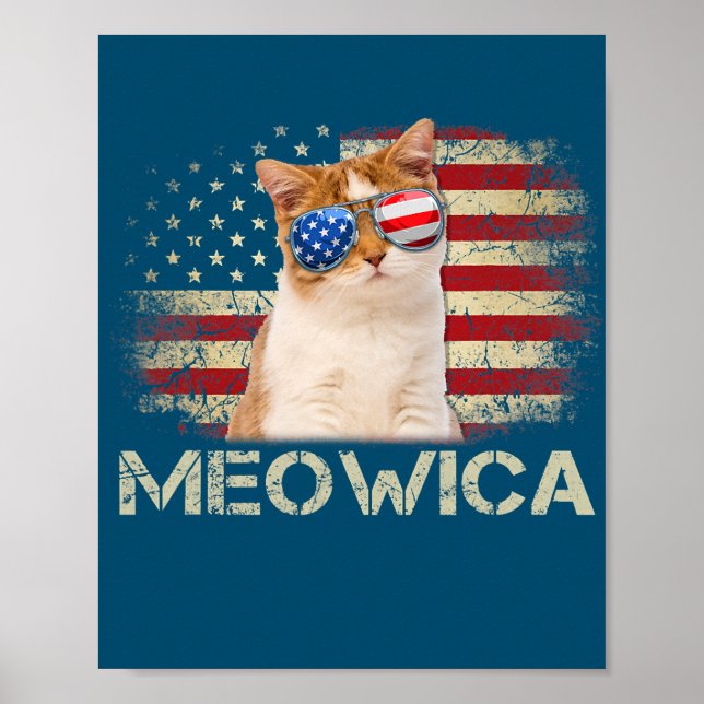 Meowica Cat Fourth 4th of July Patriotic USA Poster (Front)