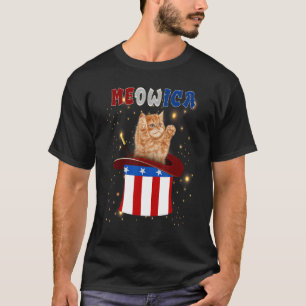 Meowica Cat Kitten 4th Of July American Flag Fourt T-Shirt