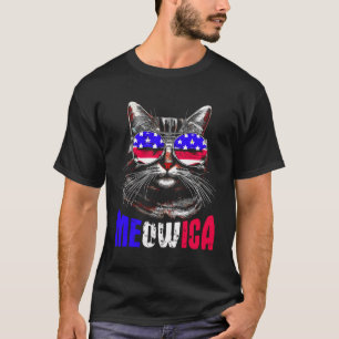 Meowica Cat Love - Patriotic American Flag Usa 4Th T-Shirt