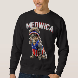 Meowica Cat Mullet American Flag Patriotic 4th Of Sweatshirt