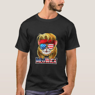 Meowica Cat Mullet American Flag Patriotic 4th of T-Shirt