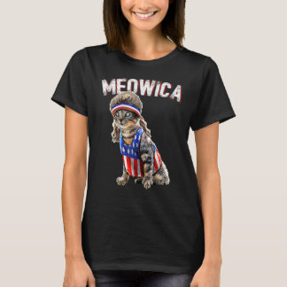 Meowica Cat Mullet American Flag Patriotic 4th Of  T-Shirt