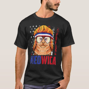 Meowica Cat Mullet American Flag Patriotic 4th Of T-Shirt