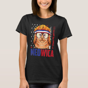 Meowica Cat Mullet American Flag Patriotic 4th Of  T-Shirt
