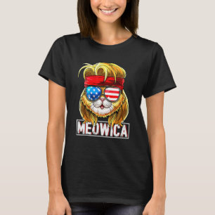 Meowica Cat Mullet American Flag Patriotic 4th Of T-Shirt