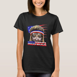 Meowica Cat Mullet American Flag Patriotic 4th Of T-Shirt