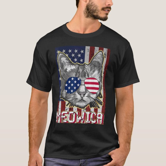 Meowica Cat Murica Amrican July4th T-Shirt (Front)