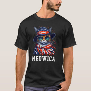 Meowica Cat Sunglasses American Flag 4th Of July A T-Shirt