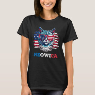 Meowica Cat Sunglasses American Flag USA Cat 4th o T-Shirt