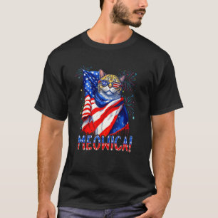 MEOWICA Cat Sunglasses Cat Merica American Flag 4t T-Shirt