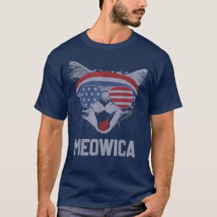 MEOWICA Cat Sunglasses Merica Cat American Flag 4t T-Shirt