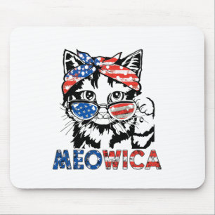 Meowica Cat Sungles American Flag 4th Of July Meri Mouse Mat