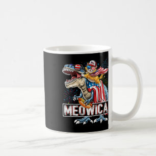 Meowica Cat T Rex Dinosaur 4th Of July American Fl Coffee Mug