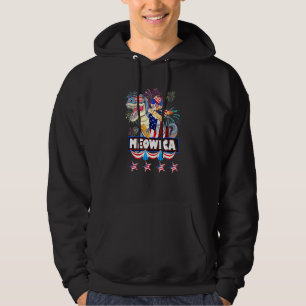 Meowica Cat T-Rex Dinosaur 4th Of July American Fl Hoodie