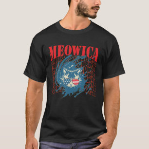 Meowica DJ Cat 4th Of July American Flag T-Shirt