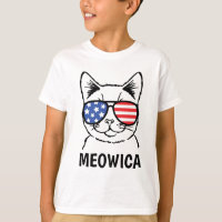 Meowica Kids Shirt, Funny Cat, Patriotic, July 4th