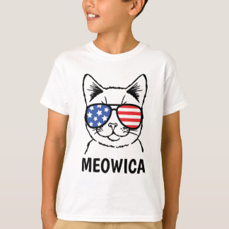 Meowica Kids Shirt, Funny Cat, Patriotic, July 4th T-Shirt