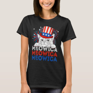 Meowica Kitty American Flag Patriotic 4th Of July T-Shirt