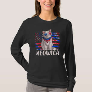 Meowica Merica Usa American Flag Patriotic Cat 4th T-Shirt