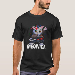 Meowica Ninja Pet Cat 4th Of July Patriotic Americ T-Shirt