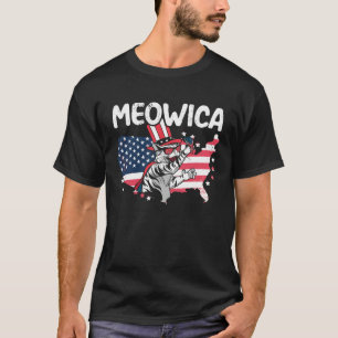 Meowica Patriotic America USA Flag 4th Of July Ame T-Shirt
