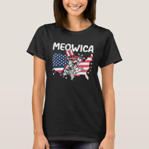 Meowica Patriotic America USA Flag 4th Of July Ame T-Shirt