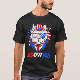 Meowica Patriotic Cat 4th Of July Independant Day T-Shirt