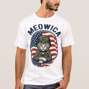 Meowica Patriotic Cat Vintage Engraving Shirt Desi