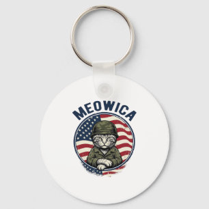 Meowica Patriotic Cat Vintage Engraving Shirt Desi Key Ring