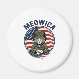 Meowica Patriotic Cat Vintage Engraving Shirt Desi Magnet