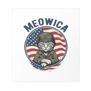 Meowica Patriotic Cat Vintage Engraving Shirt Desi Notepad