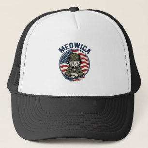 Meowica Patriotic Cat Vintage Engraving Shirt Desi Trucker Hat