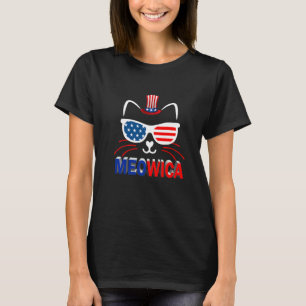 Meowica  Pet Cat 4th Of July Patriotic American Pr T-Shirt