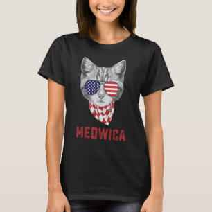 Meowica Usa American Flag Cool Cat Sunglusses 4th T-Shirt