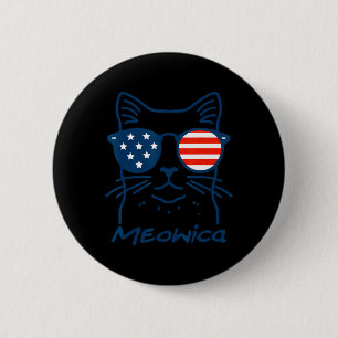 Meowica Usa merica Cat 4th Of July Funny Patriotic 6 Cm Round Badge
