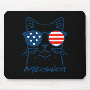 Meowica Usa merica Cat 4th Of July Funny Patriotic Mouse Mat