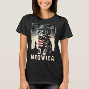 Meowica Usa merica Cat 4th Of July Funny Patriotic T-Shirt