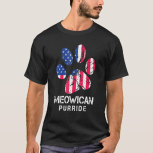 Meowican Purride Cat Paw 4th Of July For Cat T-Shirt