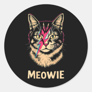 Meowie Cat Rock Music Concert Band Design On Back Classic Round Sticker