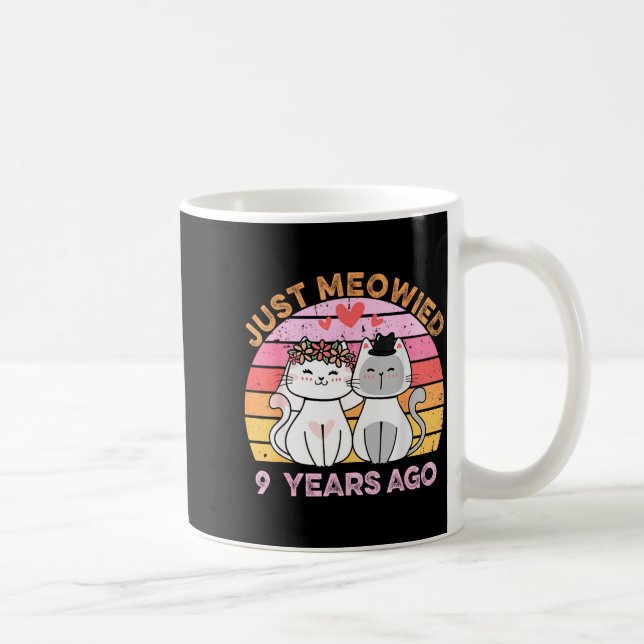 Meowied 9 Years Married Cats 9th Wedding Coffee Mug (Right)